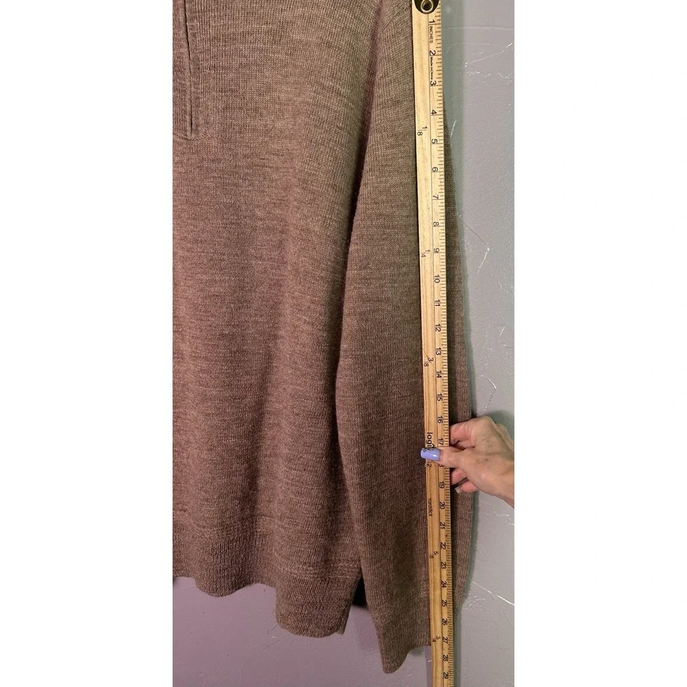 J.Crew Sweater Men's XL Tan Classic 100% Merino Wool Long Sleeve 1/4-Zip